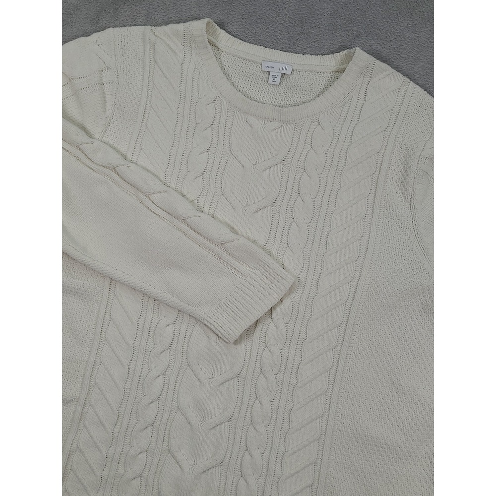 J Jill Chenille Cable Knit Sweater XL Tall‎ Cream Cozy Soft Pullover Lightweight